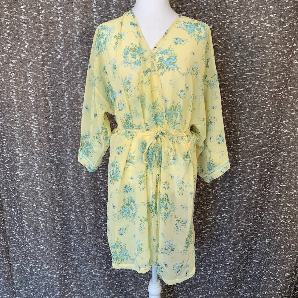 Vintage Secret Treasures  Floral Wrap Robe Belted Cottagecore Boho Women's Large